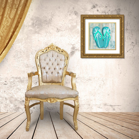 Pompano Sandals I Gold Ornate Wood Framed Art Print with Double Matting by Brent, Paul