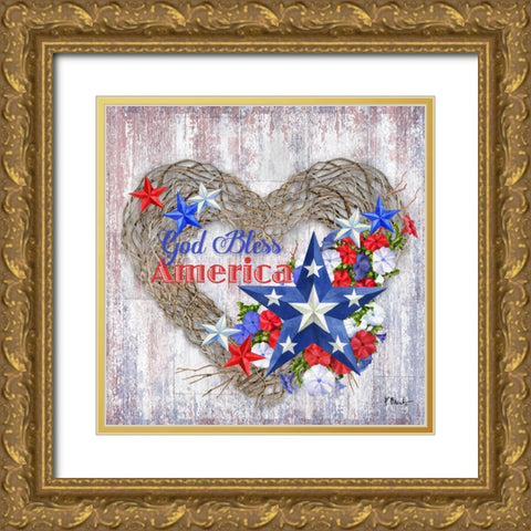Patriotic Wreath I Gold Ornate Wood Framed Art Print with Double Matting by Brent, Paul