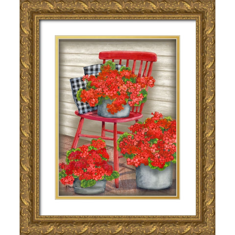 Farmhouse Florals I Gold Ornate Wood Framed Art Print with Double Matting by Brent, Paul