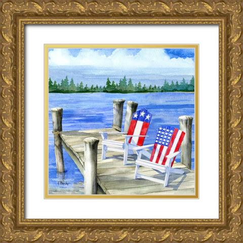 Patriotic Dock II Gold Ornate Wood Framed Art Print with Double Matting by Brent, Paul