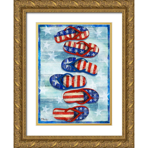 Freedom Flip Flops Vertical Gold Ornate Wood Framed Art Print with Double Matting by Brent, Paul