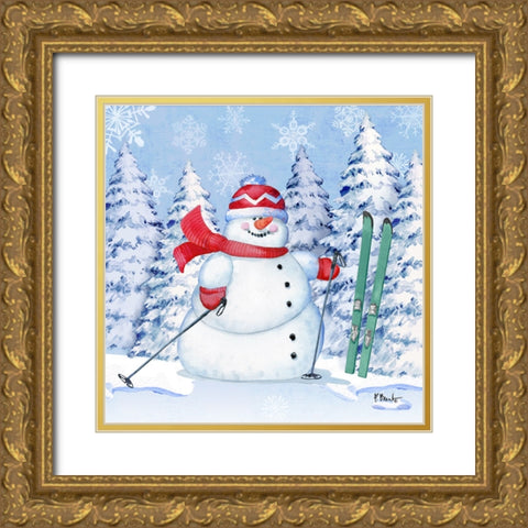 Icy Snowman I Gold Ornate Wood Framed Art Print with Double Matting by Brent, Paul