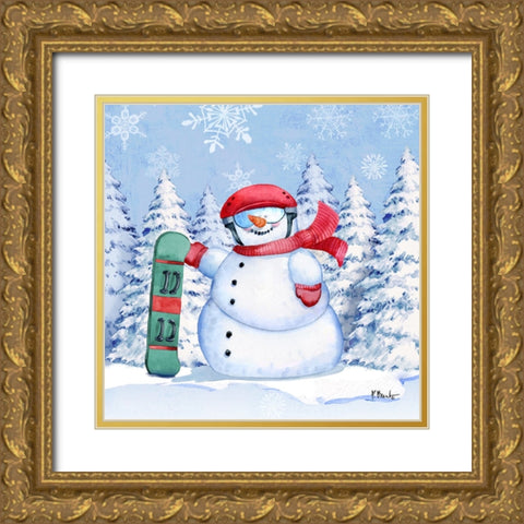 Icy Snowman II Gold Ornate Wood Framed Art Print with Double Matting by Brent, Paul