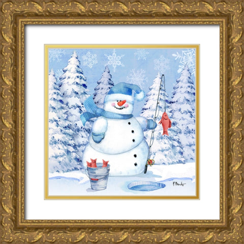 Icy Snowman III Gold Ornate Wood Framed Art Print with Double Matting by Brent, Paul