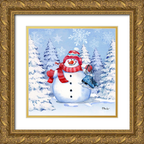 Icy Snowman VI Gold Ornate Wood Framed Art Print with Double Matting by Brent, Paul