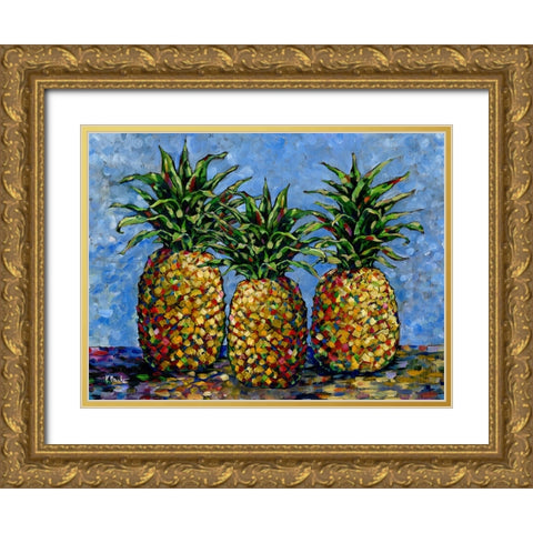 Impressions of Pineapples Horizontal II Gold Ornate Wood Framed Art Print with Double Matting by Brent, Paul