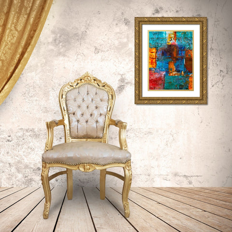 Abstract 49 Gold Ornate Wood Framed Art Print with Double Matting by Lee, Rachel