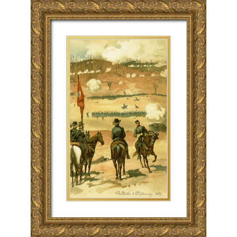 Battle of Chattanooga Drawing 1 Gold Ornate Wood Framed Art Print with Double Matting by Lee, Rachel