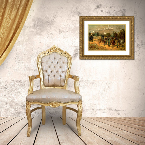 Battle of Chattanooga Drawing 2 Gold Ornate Wood Framed Art Print with Double Matting by Lee, Rachel