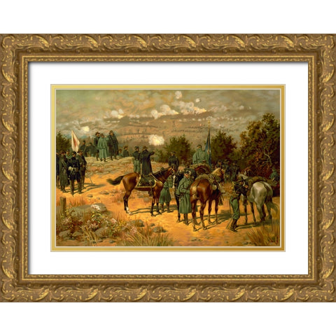 Battle of Chattanooga Drawing 2 Gold Ornate Wood Framed Art Print with Double Matting by Lee, Rachel