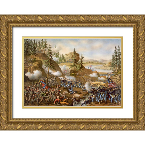 Battle of Chattanooga Drawing 3 Gold Ornate Wood Framed Art Print with Double Matting by Lee, Rachel