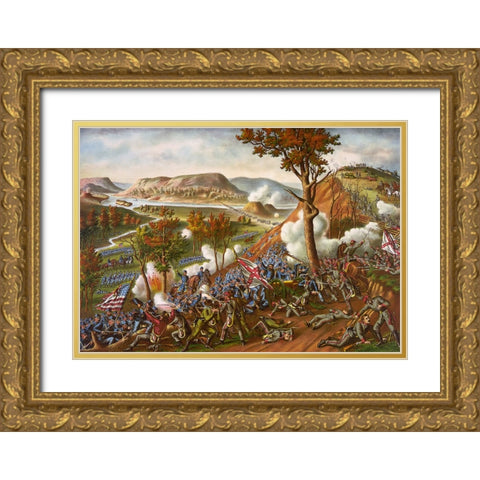 Battle of Chattanooga Drawing 5 Gold Ornate Wood Framed Art Print with Double Matting by Lee, Rachel