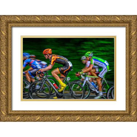 Bikers Gold Ornate Wood Framed Art Print with Double Matting by Lee, Rachel