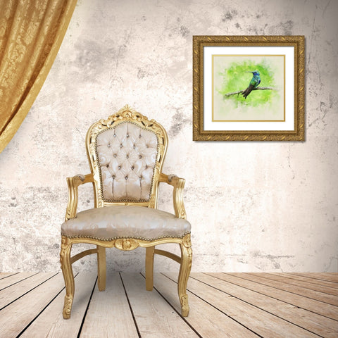 Bird 6 Watercolor Gold Ornate Wood Framed Art Print with Double Matting by Lee, Rachel