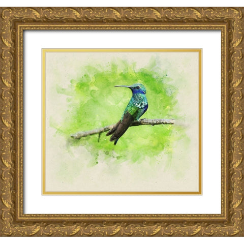 Bird 6 Watercolor Gold Ornate Wood Framed Art Print with Double Matting by Lee, Rachel