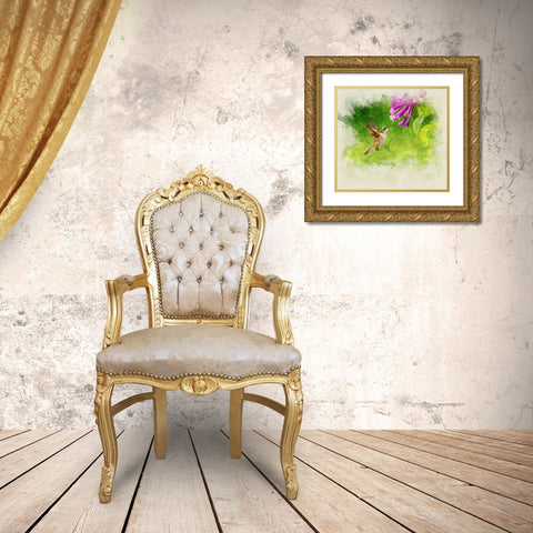 Bird 7 Watercolor Gold Ornate Wood Framed Art Print with Double Matting by Lee, Rachel