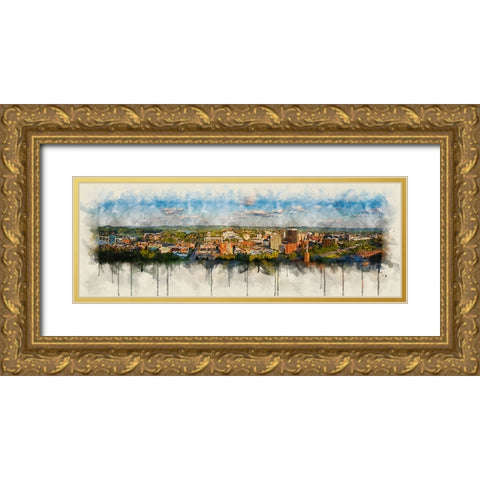 Cameron Hill View Watercolor Gold Ornate Wood Framed Art Print with Double Matting by Lee, Rachel