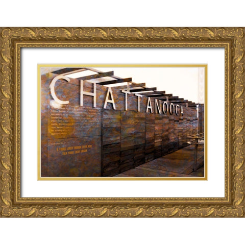 Chatt Pier Sign Lucky Enough Gold Ornate Wood Framed Art Print with Double Matting by Lee, Rachel