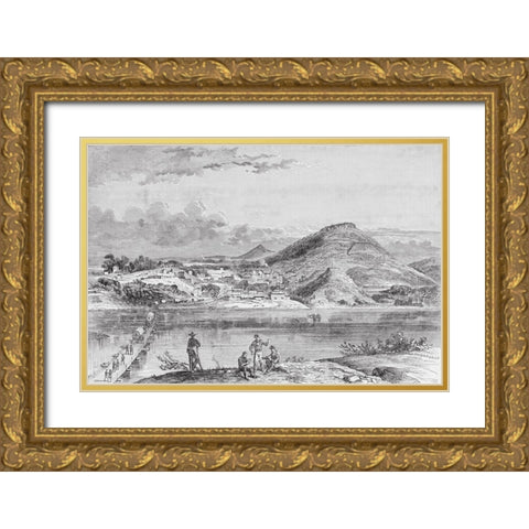 Chattanooga from North Bank of River 1894 Gold Ornate Wood Framed Art Print with Double Matting by Lee, Rachel