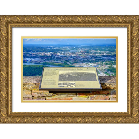 Chattanooga Missionary Ridge Plaque Gold Ornate Wood Framed Art Print with Double Matting by Lee, Rachel