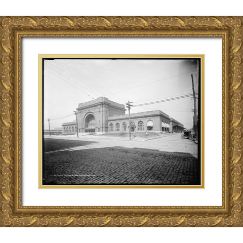 Choo Choo Hotel Antique Gold Ornate Wood Framed Art Print with Double Matting by Lee, Rachel