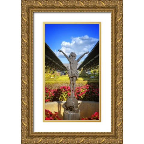 Choo Choo Pixie Gold Ornate Wood Framed Art Print with Double Matting by Lee, Rachel