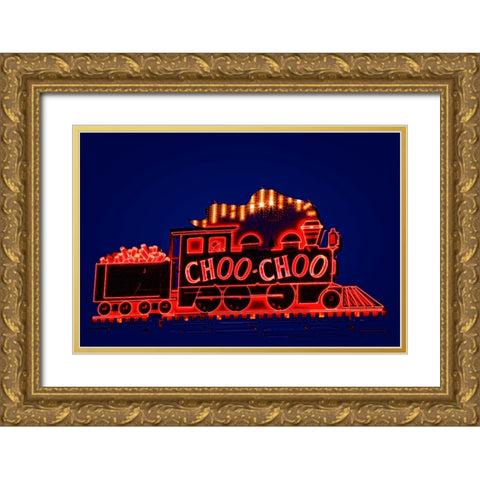 Choo Choo Sign Gold Ornate Wood Framed Art Print with Double Matting by Lee, Rachel
