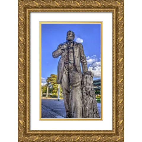 Choo Choo Statue Gold Ornate Wood Framed Art Print with Double Matting by Lee, Rachel