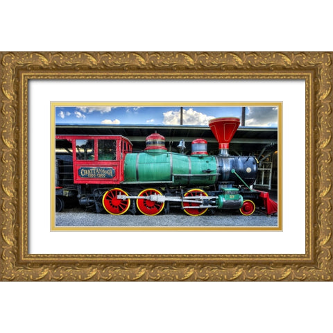 Choo Choo Train Gold Ornate Wood Framed Art Print with Double Matting by Lee, Rachel