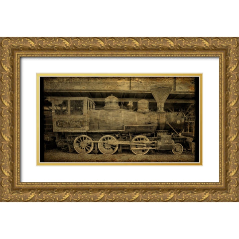 Choo Choo Train Old Photo Gold Ornate Wood Framed Art Print with Double Matting by Lee, Rachel