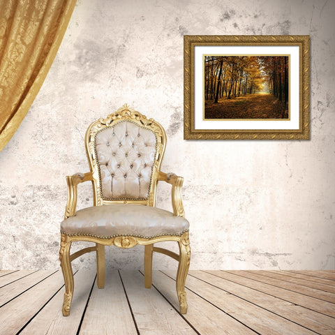 Fall Trees 9 Gold Ornate Wood Framed Art Print with Double Matting by Lee, Rachel