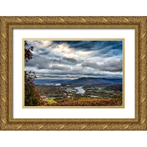 Fall View to Lookout Gold Ornate Wood Framed Art Print with Double Matting by Lee, Rachel
