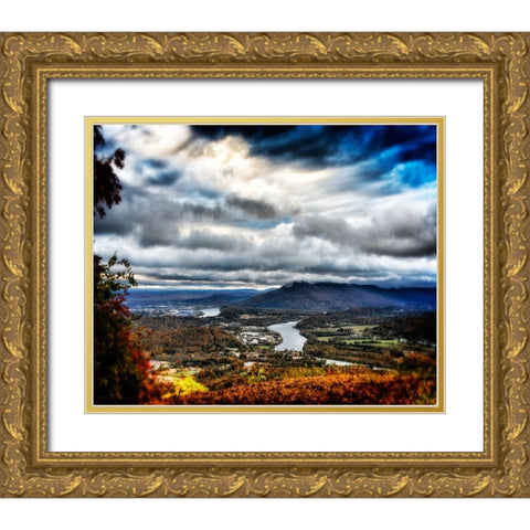 Fall View to Lookout Glow Gold Ornate Wood Framed Art Print with Double Matting by Lee, Rachel
