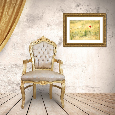 Field 9 Gold Ornate Wood Framed Art Print with Double Matting by Lee, Rachel