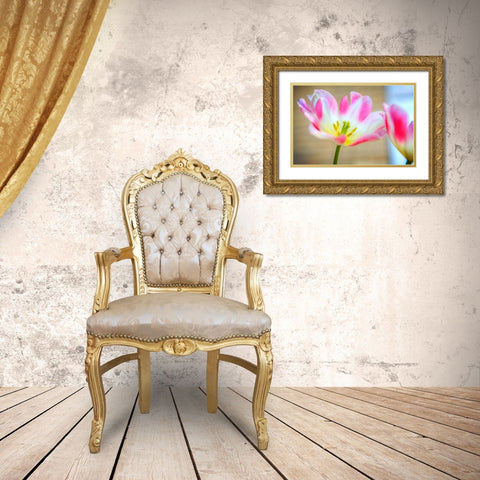 Flower Pink Gold Ornate Wood Framed Art Print with Double Matting by Lee, Rachel