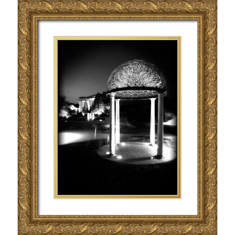 Hunter At Night BW Holga Gold Ornate Wood Framed Art Print with Double Matting by Lee, Rachel