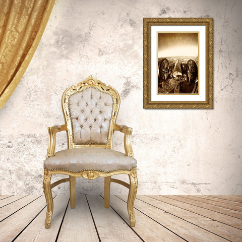 Lookout Cannon 2 Sepia Glow Gold Ornate Wood Framed Art Print with Double Matting by Lee, Rachel