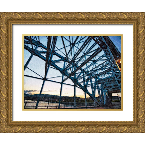 Market Bridge Afternoon 3 Painted Gold Ornate Wood Framed Art Print with Double Matting by Lee, Rachel