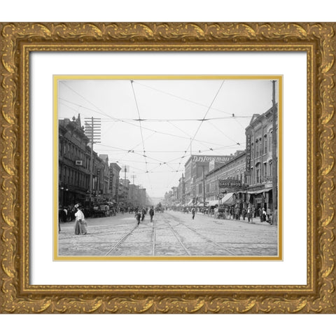 Market Square Chattanooga 1907 Gold Ornate Wood Framed Art Print with Double Matting by Lee, Rachel