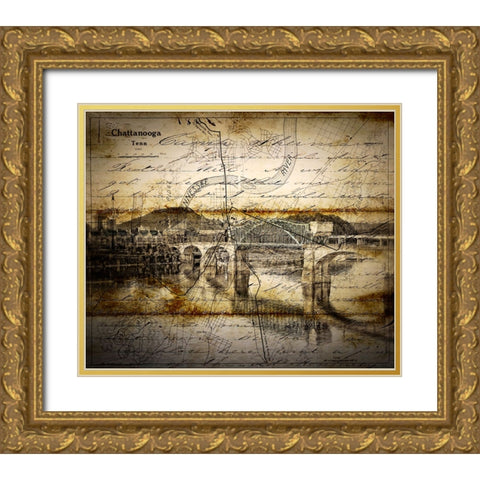 Market To Lookout Textured w Writing Gold Ornate Wood Framed Art Print with Double Matting by Lee, Rachel