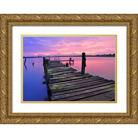 Pier 11 Gold Ornate Wood Framed Art Print with Double Matting by Lee, Rachel