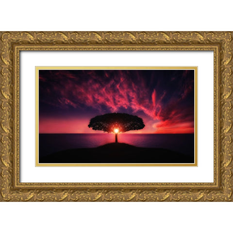 Trees 28 Gold Ornate Wood Framed Art Print with Double Matting by Lee, Rachel