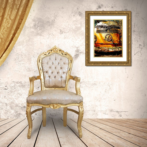 VW Bus Gold Ornate Wood Framed Art Print with Double Matting by Lee, Rachel