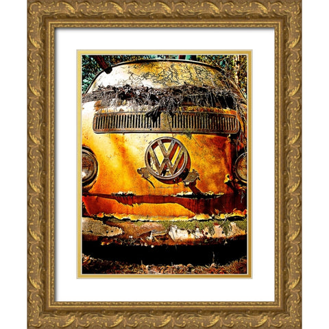 VW Bus Gold Ornate Wood Framed Art Print with Double Matting by Lee, Rachel