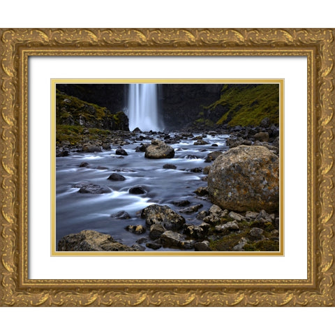 Waterfall 54 Gold Ornate Wood Framed Art Print with Double Matting by Lee, Rachel