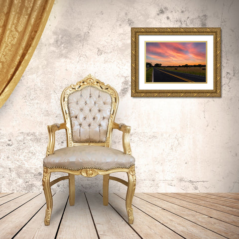 Sunrise Road Gold Ornate Wood Framed Art Print with Double Matting by Malone, Will