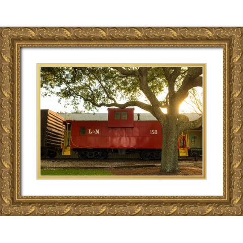 Caboose Gold Ornate Wood Framed Art Print with Double Matting by Malone, Will