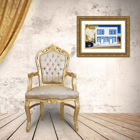 The Blue Beach House 2 Gold Ornate Wood Framed Art Print with Double Matting by Malone, Will