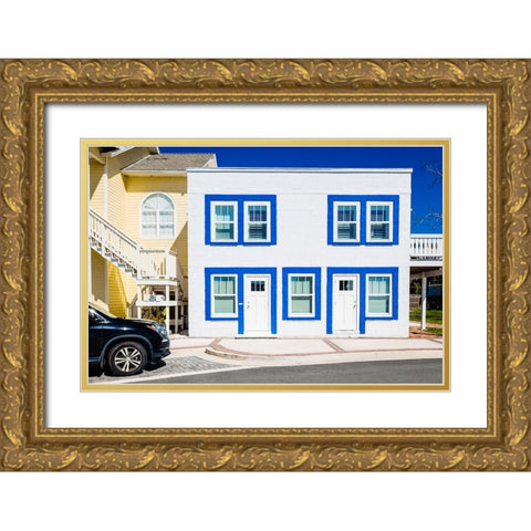 The Blue Beach House 2 Gold Ornate Wood Framed Art Print with Double Matting by Malone, Will