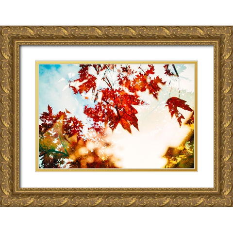 Autumn Leaves Gold Ornate Wood Framed Art Print with Double Matting by Malone, Will